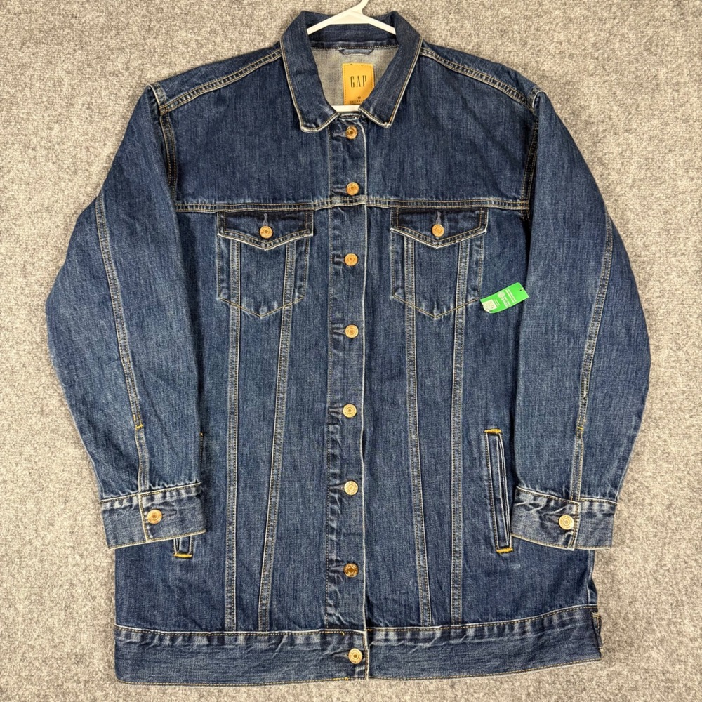 Gap Oversized Denim Trucker Jacket Men's Medium Blue Cotton Long Sleeve